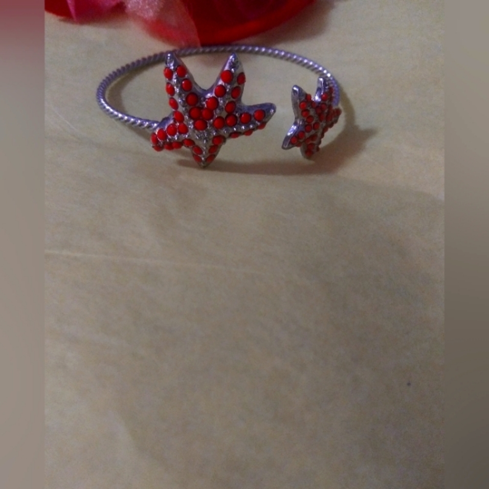 Children Adjustable Orange Starfish Bracelet.